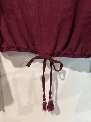 Rue21 Burgundy Embroidered V-Neck Tie-Front Blouse / AA20 thumbnail 5