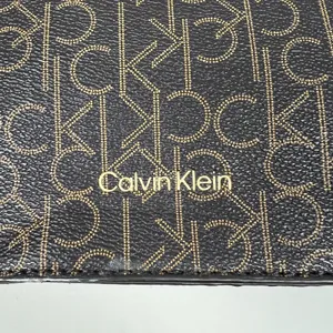 Calvin‎ Klein Signature Tote Shoulder Bag Brown CK Monogram Print Brown Leather thumbnail 3