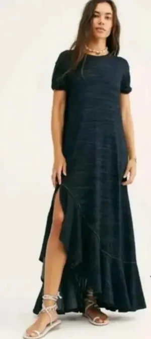 Free People Havana Tee Maxi‎ Dress Charcoal Gray Black Size XS thumbnail 1
