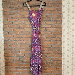 Tata Jolie‎ Floral Dress Geometric Print Hi-Low Maxi Long Vibrant Summer Boho XL thumbnail 5