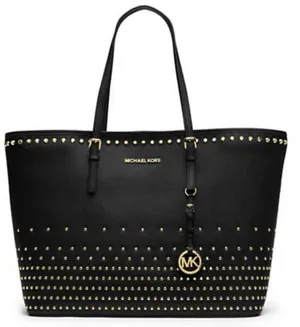 Michael Kors Black Saffiano Studded Tote with Gold Hardware thumbnail 1