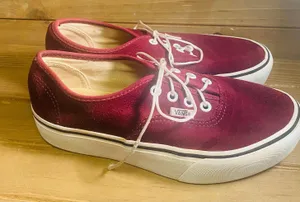 Vans Authentic Originals Unisex Red Canvas Lace Up Sneakers Shoes men's size 6 women size 7.5 red burgundy 30 thumbnail 1