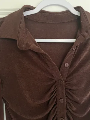 Brown Long Sleeve Button Top Size M thumbnail 2