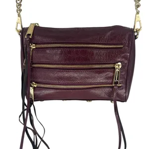 Rebecca Minkoff Mini 5 Zip Crossbody‎ Bag Burgundy Leather Chain thumbnail 4
