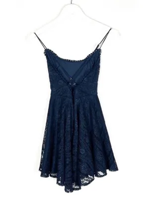NWT Hello Molly blue lace spaghetti strap short dress whimsy romantic NEW SZ 4 thumbnail 2