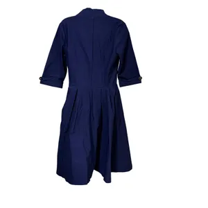 Miusol Womens Navy Blue V-Neck Pleated Fit‎ and Flare Midi Dress Size L NEW thumbnail 3