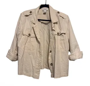 Peck & Peck Cream Button-Front Utility top size M thumbnail 1