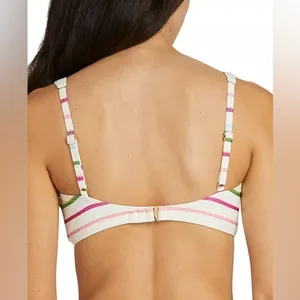 NWT Kate Spade NY Women's Striped Multicolor Zip-Front Bikini Top Padded Size S thumbnail 2