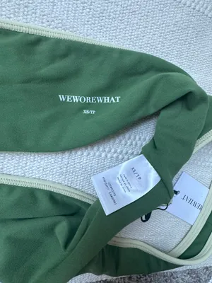 We Wore What contrast one shoulder top green / wheat NWT XS thumbnail 7