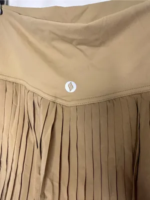 SANTINY Pleated Tennis Skirt for Women with Pockets Shorts High Waist Medium Tan thumbnail 5