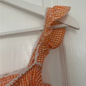Orange Gingham Ruffle Strap Top thumbnail 5