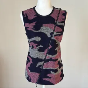Paniz Wool Camouflage Asymmetrical Zip Vest Size Large thumbnail 4