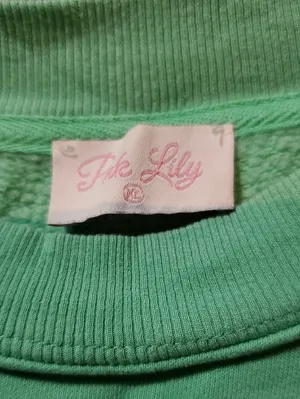 Pink Lily Mint Green Sweatshirt with Red Plaid Apple thumbnail 2