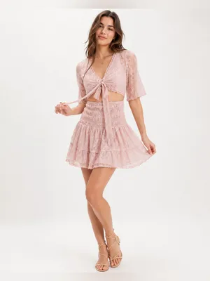 Free People Lala Lace Mini Dress Pink Dawn Size S NWT thumbnail 5