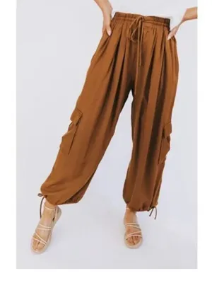 Free People Palash Cargo Pants in Goldenrod thumbnail 4