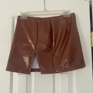 Tiger Mist Patent Leather Brown Mini Skirt thumbnail 2