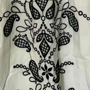 Maison Jules White with Navy Embroidery Sleeveless Midi Dress NEW size Small thumbnail 7