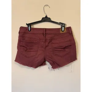 American Eagle Y2K Low Rise Jean Cut-Off Shorts Maroon Size 2 thumbnail 2