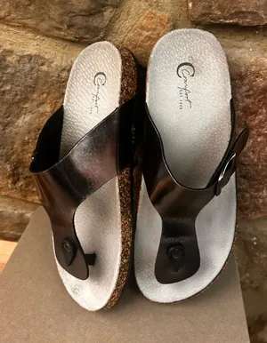 Comfort EST 1946 Women's Metallic Brown Cork Thong Sandals 9 thumbnail 1