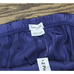 NEW Splendid Womens Satin Heart Pajama Sleep Shorts RLD0392 Navy Blue L thumbnail 4