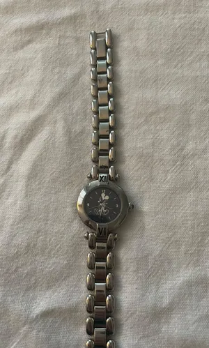 Disney Mickey Mouse Watch Women Silver Tone Blue Dial DS-1109 Needs Battery thumbnail 2