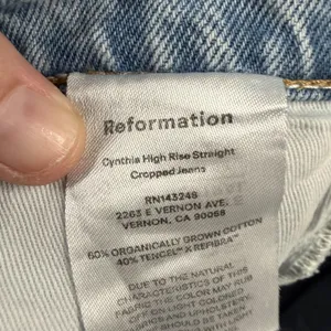 Reformation Cynthia High Rise Straight Cropped Jeans Womens 25 Cropped Raw Hem thumbnail 7