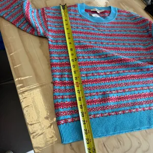 NWT Loft‎ Women’s Crewneck Vibrant Knit Sweater Blue Red XS thumbnail 12