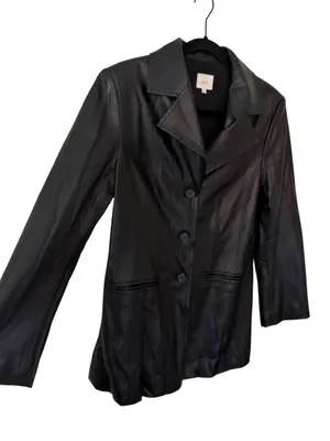 NIA Faux Leather Blazer Jacket – Black Size S thumbnail 7