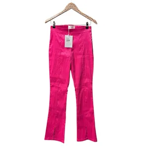 Hosbjerg Elora High Waist Pink Flare Pants Slit Hems Hot Pink Medium M NWT NEW thumbnail 2