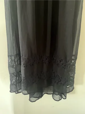 NWT Mudd Black Chiffon Lace Midi Dress Medium Romantic Y2K Evening Feminine thumbnail 3