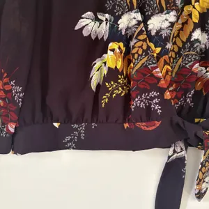 Madewell Floral Wrap Top Burgundy Side Tie‎ V-Neck Blouse 3/4 Sleeve Size M thumbnail 8