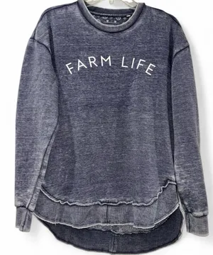 Farm Life Graphic Sweatshirt - Heathered Charcoal/Blue thumbnail 1