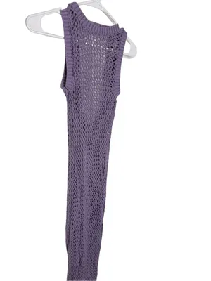 👗 Beach Riot‎ Holly Crochet Swim Cover-Up Dress XS Purple Open Knit Maxi 👗 thumbnail 3