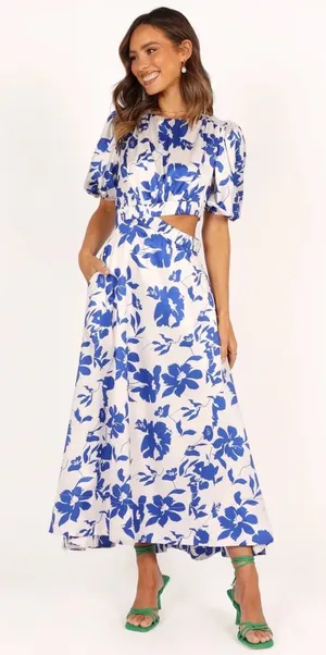 Petal & Pup Blue Floral Maxi Dress xs nwt thumbnail 1