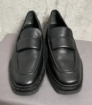Vince Black Leather Robin Penny Loafer‎ Square Toe Chunky Women's 7.5 thumbnail 1
