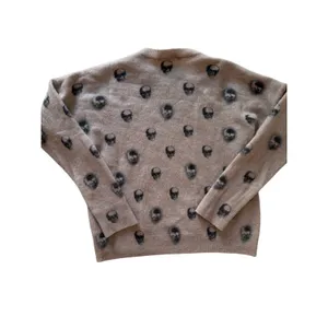 Skull Cashmere 100% Cashmere Skull Print Sweater | Women's Small | Taupe/Blush thumbnail 7