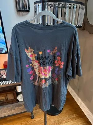 Natural life t-shirt llama illustration flowers "NORMAL IS BORING" xxl thumbnail 1