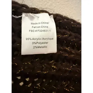 Unbranded Knit Scarf Women OS Brown Excellent Metallic Gold Thread Fringed Trim thumbnail 3