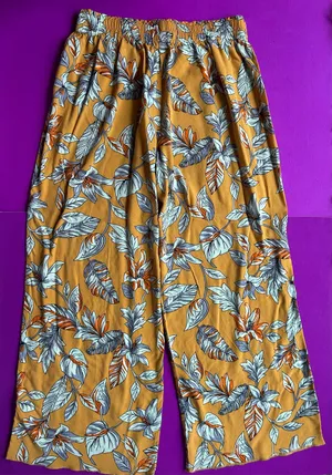 Breeze Ever Mustard Botanical Pattern Wide Leg Coastal Grandma Trouser Pants thumbnail 3