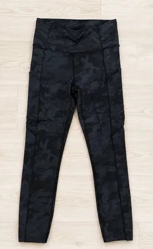 Lululemon Fast and Free High Rise Legging 25in Incognito Camo Multi Grey Sz 6 thumbnail 1