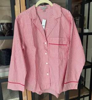 NWT J. Crew poplin pajamas top button down striped long sleeve shirt jcrew thumbnail 1