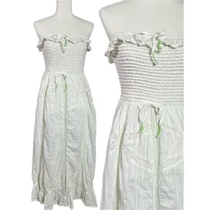 Free People Ethereal Cottage Prairie White Lace Hi Hello Midi Dress Medium thumbnail 8