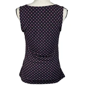 WHBM Small Top Geometric Sleeveless Stretch Draped Neck Ruched Sides Purple thumbnail 4