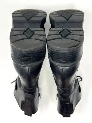 Kurt Geiger London Storm Chain Combat Moto Boots Black Leather EU 40.5 US 9.5 thumbnail 10