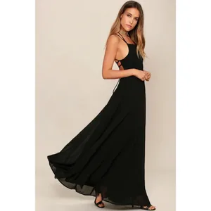 Lulus Strappy To Be Here Black‎ Lace-Up Maxi Dress Size Medium Black Backless thumbnail 12