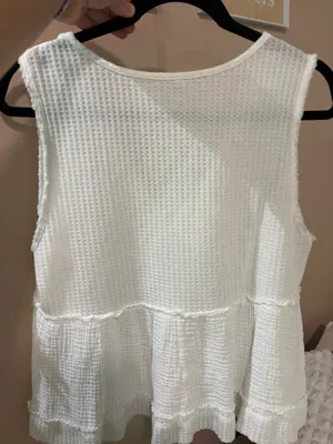 White Waffle Babydoll Blouse thumbnail 3