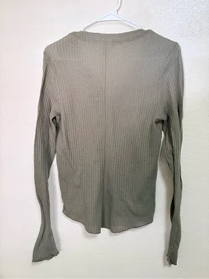 NATURAL LIFE Olive Ribbed Long-Sleeve Henley thumbnail 2