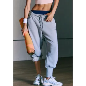 NWT FREE PEOPLE |‎ FP Movement Day Off Pants Joggers Heather Grey Sz L thumbnail 3