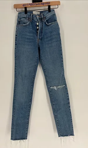 We the free button fly high waisted jeans raw hem 24 thumbnail 1