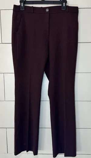 White House | Black Market Womens The Boot Textured Dress Pants Wine‎ Maroon Career Office 4 Short thumbnail 1